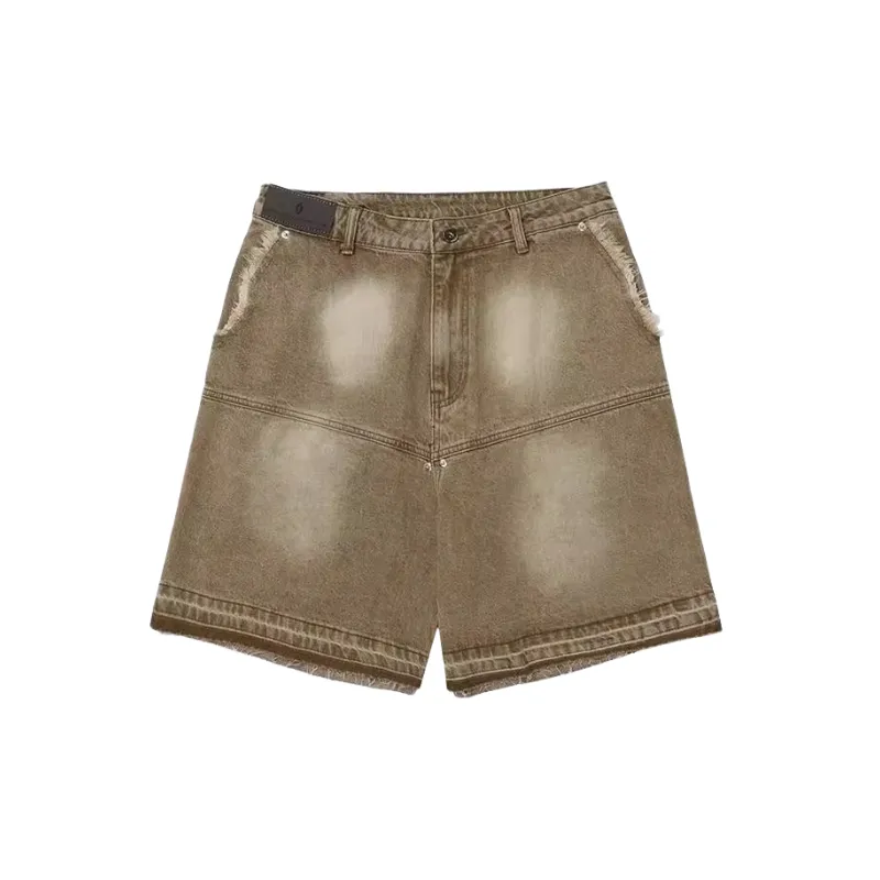 Casual Plain Denim Shorts-0