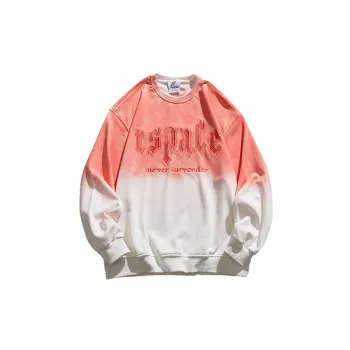 Washed Gradient Casual Printing Pullover Sweatshirt