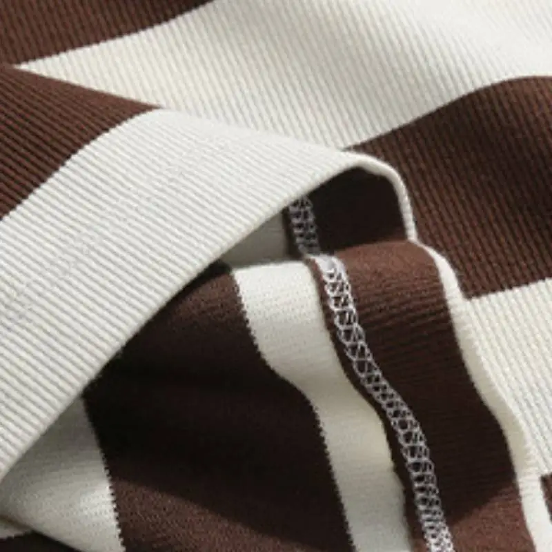 Loose Casual Ribbed Cotton Twill Fabric T Shirt-7