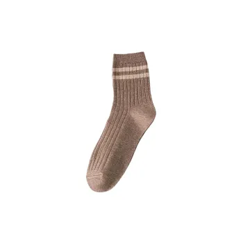 Casual Striped Combed Cotton Mid Calf Sock
