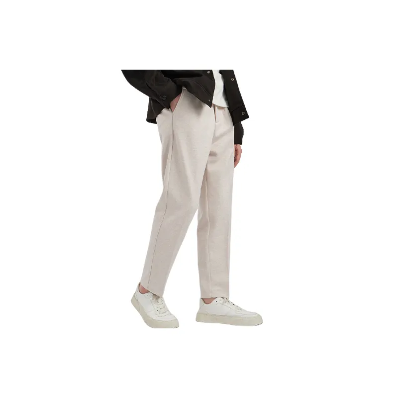 Casual Loose Straight Leg Polyester Blend Fabric Suit Trousers-5