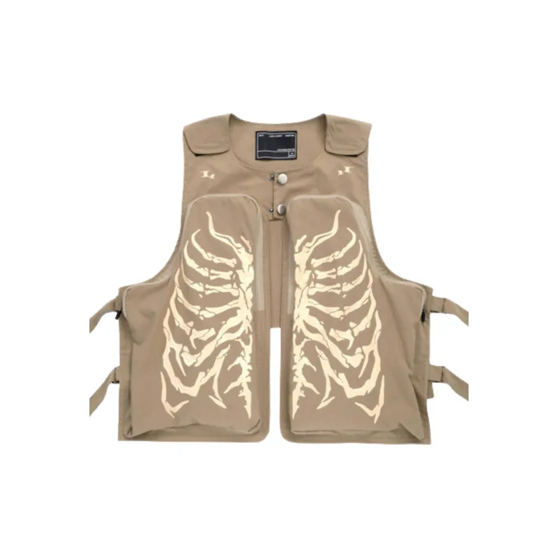 High Street Fashion Skeleton Printed Cargo Vest swag OOTD-0
