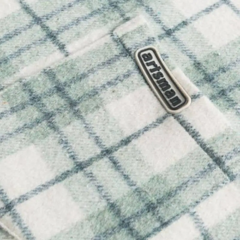 Retro Long Sleeve Cotton Blended Fabric Shirt Unisex-3