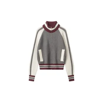 Contrast Color Zipper Sweater Women