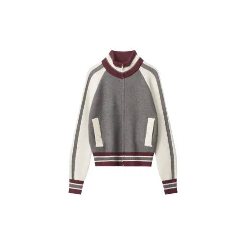 Contrast Color Zipper Sweater Women