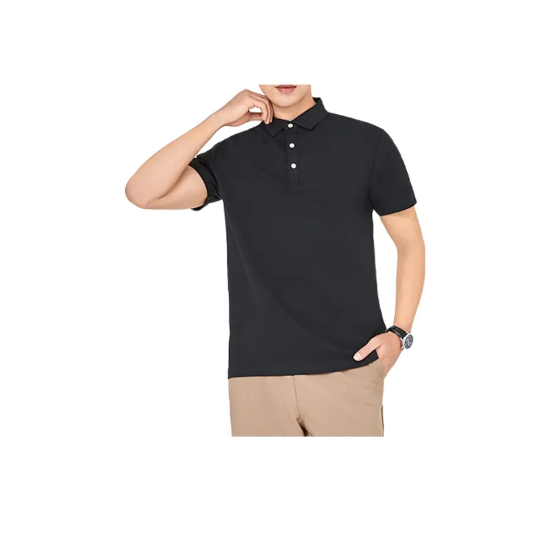 Short sleeved Embroidered Cotton Lapel T shirt-14
