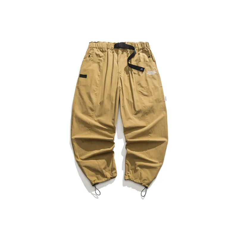 Solid Color Letter Printed Casual Retro Foot Drawstring Pants-2