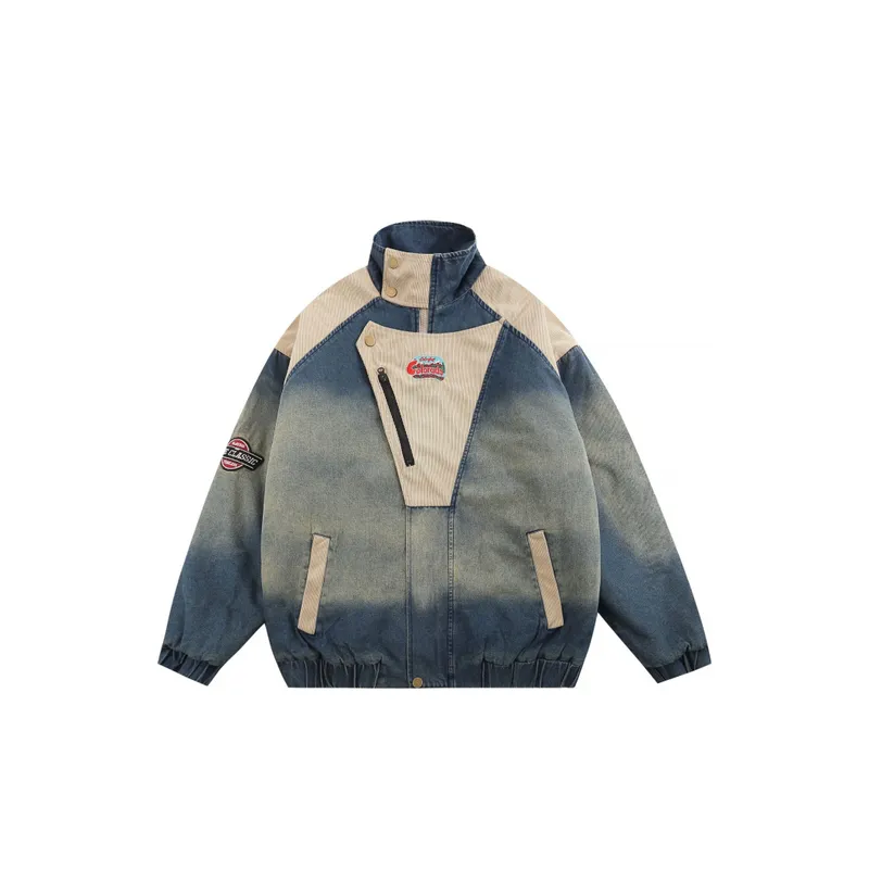 Vintage Distressed Thickened Denim Cotton-padded Coat-0
