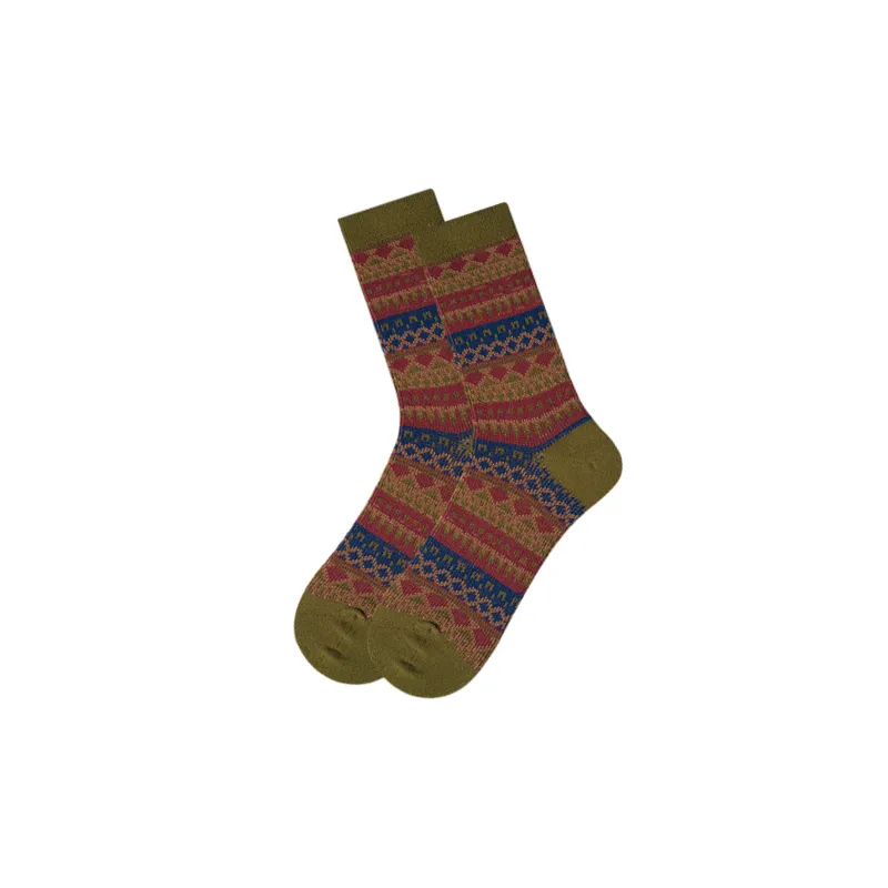 Retro Fashionable Combed Cotton Mid Calf Sock-4