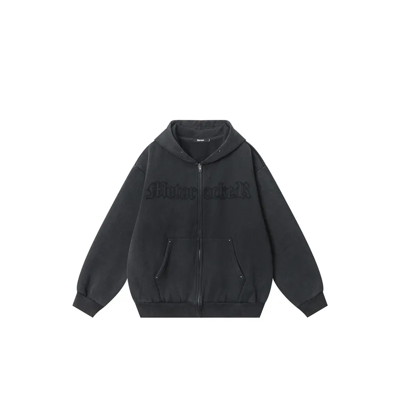 Letter Embroidered Loose Casual Hoodie-4