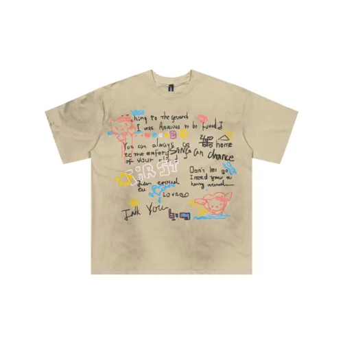 Retro Dirty Letters Printed Short Sleeved T Shirt