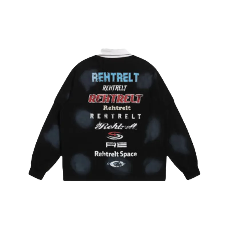 Trendy Retro Loose Printed Letter Polo-3