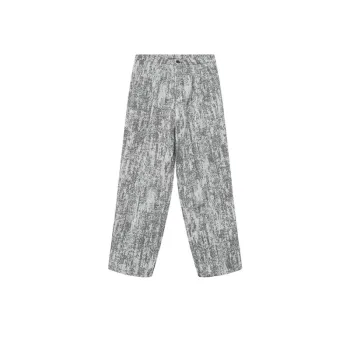 Retro Woven Contrast Color Cotton Shoulder Pad Casual Jacket and Trouser