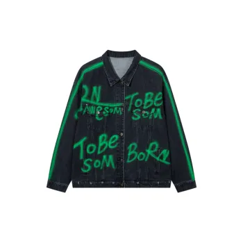 Street Style Hip Hop Graffiti Alphabet Denim Shirt