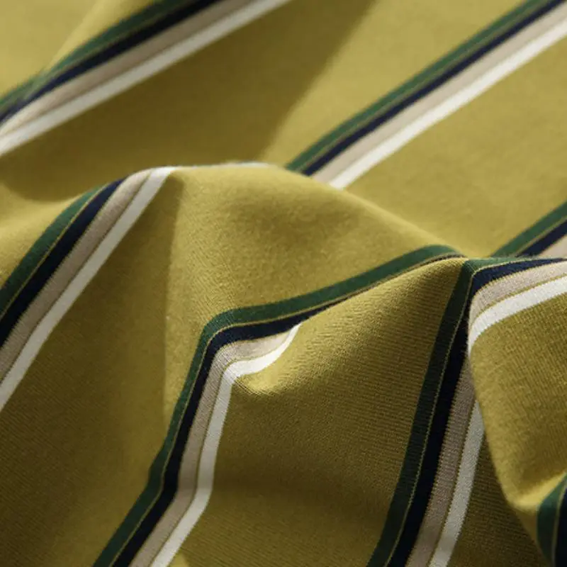Retro Striped Cotton Blended Fabric T Shirt Unisex-5