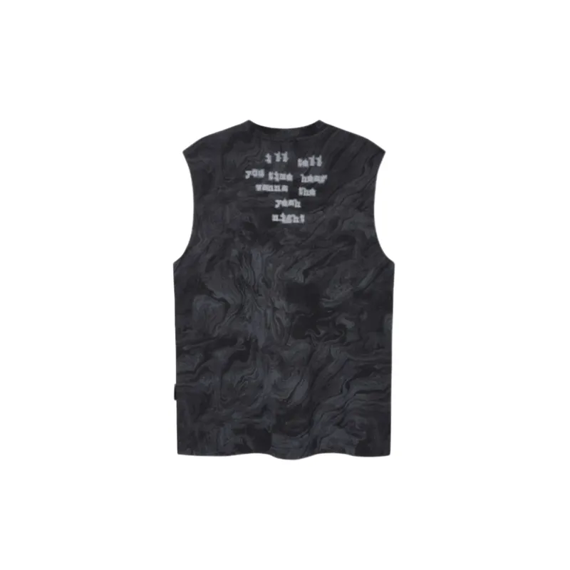 Trendy Vintage Batik Ink Letter Printing Vest-1