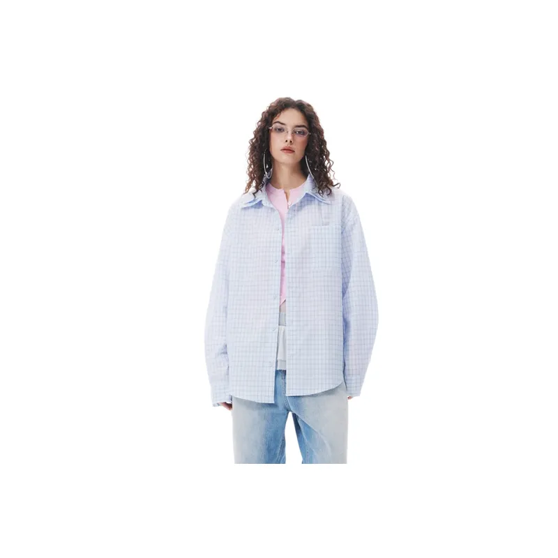 Retro Loose Long Sleeve Blended Synthetic Fabrics Shirt-4