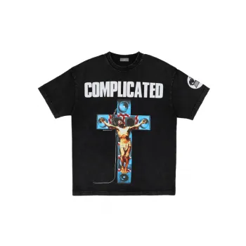 High Street Wash Distressed Creative Letter Short Sleeve T Shirt