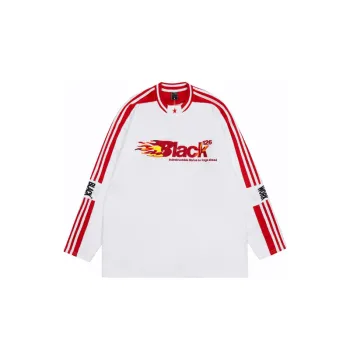 Hipster Applique Letters Embroidered Long Sleeved T Shirt