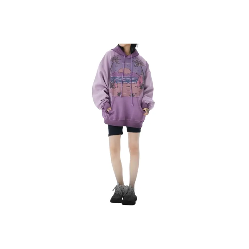 Retro Style Gradual Change Tie Dye Hooded Sweatshirt-2