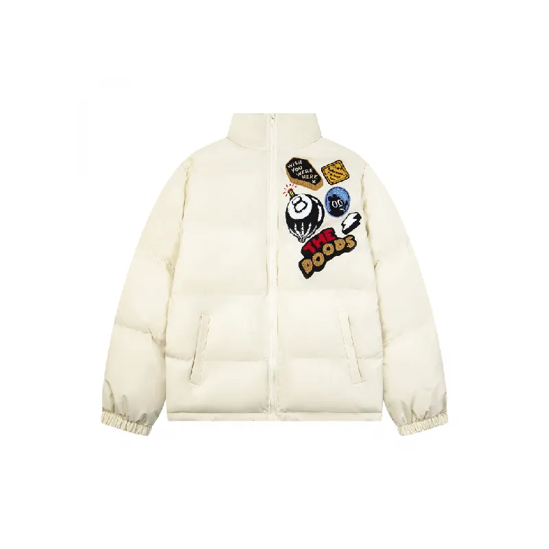 Retro Embroidered Loose Polyester Quilted Jacket-0