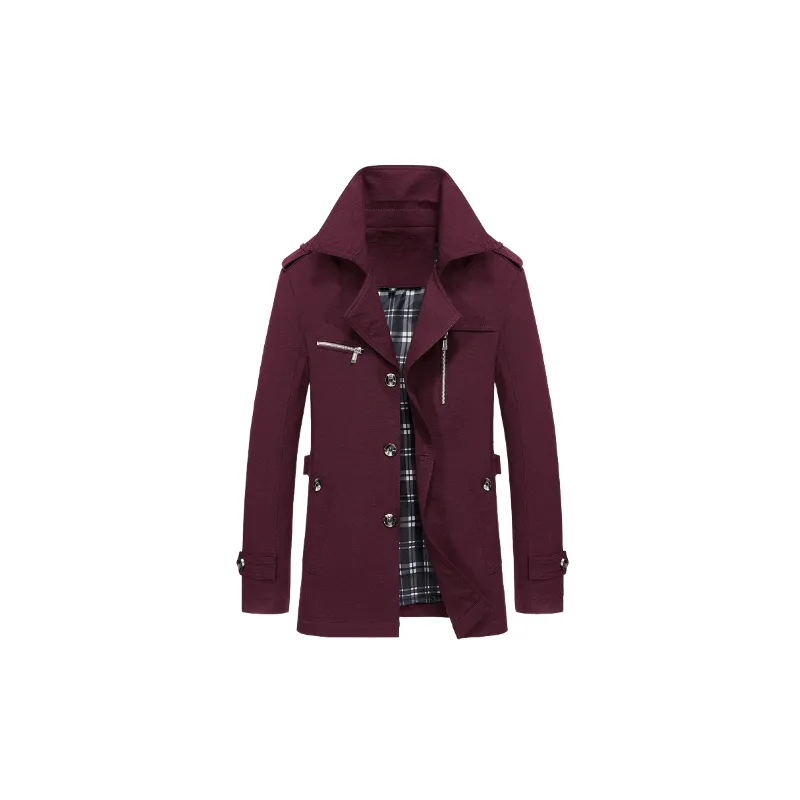 Casual Long Blended Synthetic Fabrics Trench Coat-6