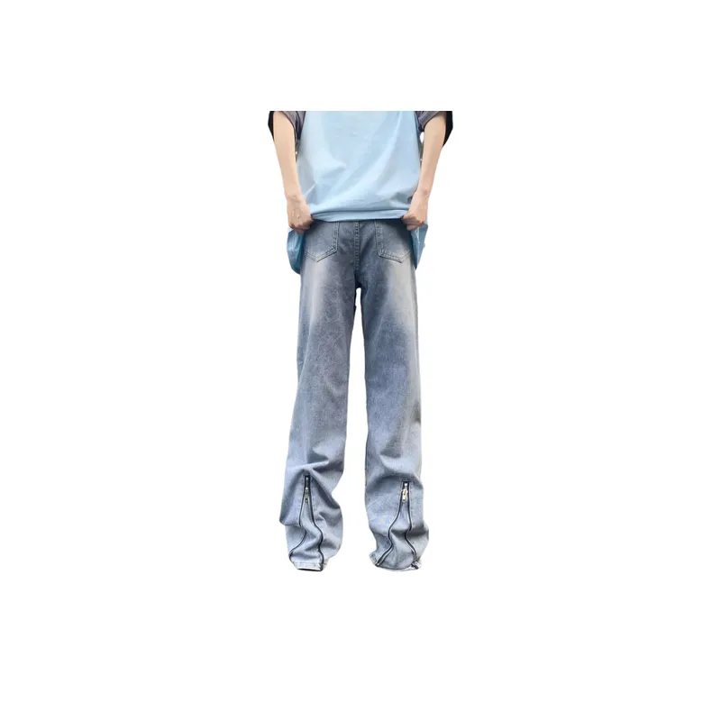Retro Zipper Design Jeans-1