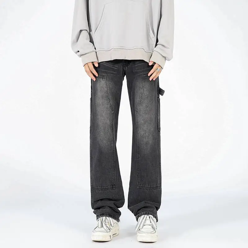 Simple Striped Loose Cotton Cargo Pants-3