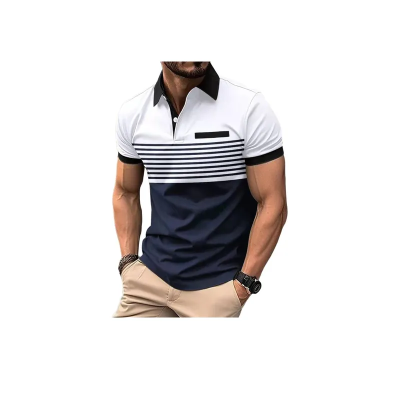 Striped Stitching All match T shirt-2
