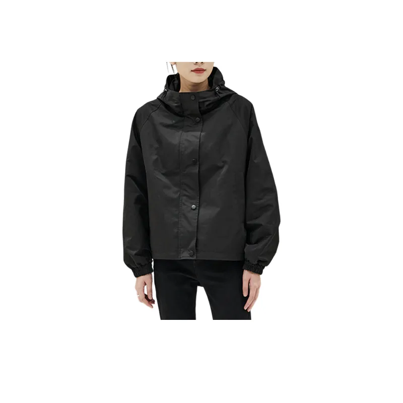 Casual Drawstring Waist Hooded Windbreaker Jacket-2