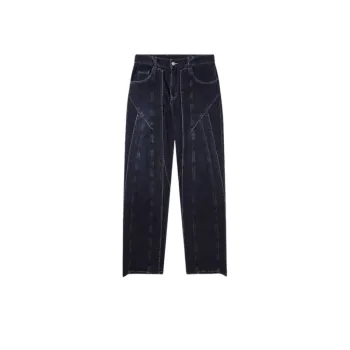 3D Patchwork Washed Denim Jeans