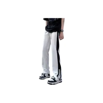 Contrast Color Stitching Zipper Casual Pants
