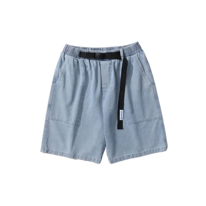 Retro Washed Denim Shorts-0