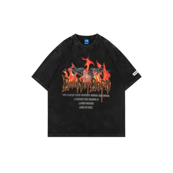 Dark Style Old Washed Flame Spider T Shirt