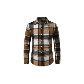 Business Plaid Cotton Blended Fabric Shirt