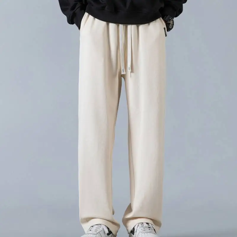 Loose Straight Leg Polyester Casual Pants-1