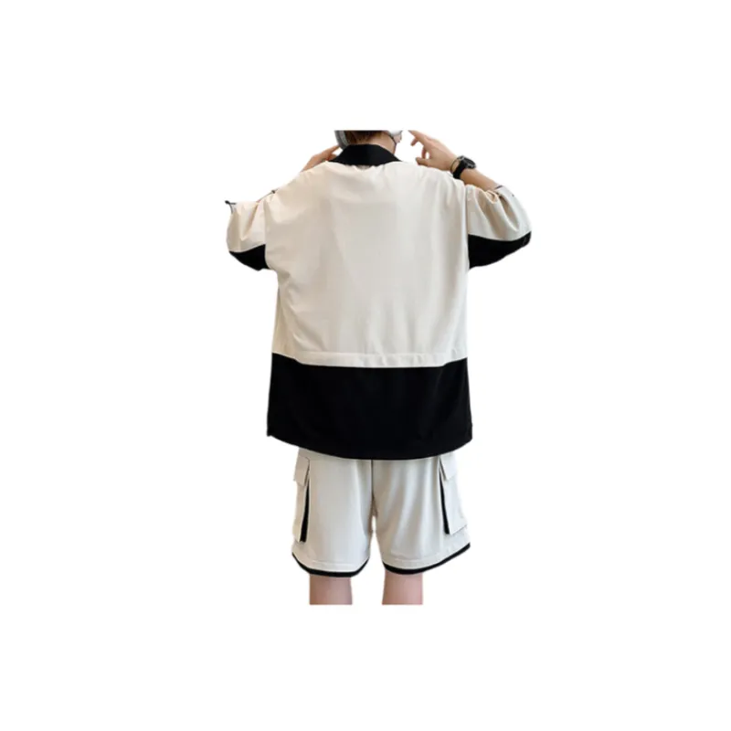 College Style Short Sleeved Casual Suit-1