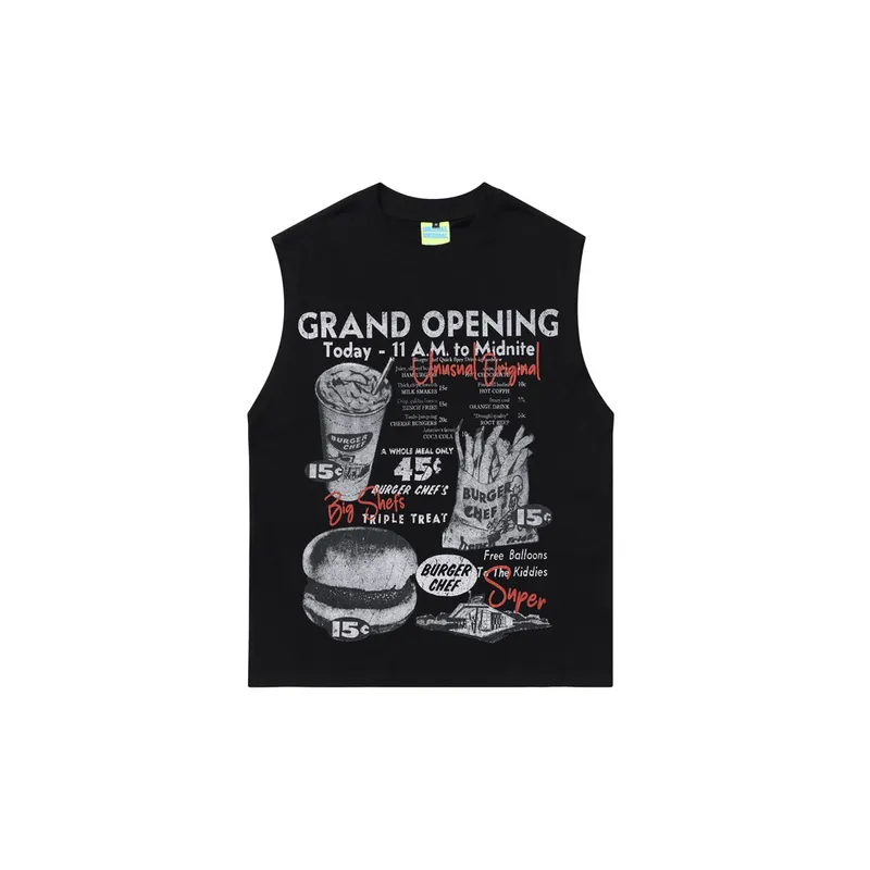 Loose Hamburger Fries Print Vest-4