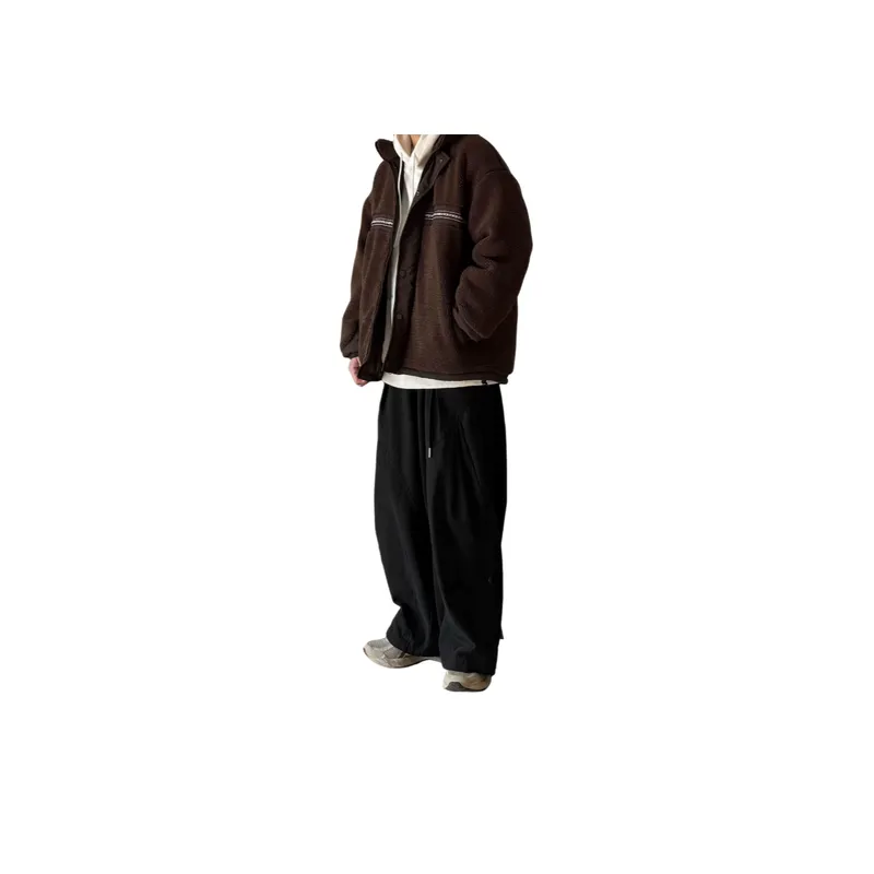 Retro Solid Color Workwear Casual Pants-1