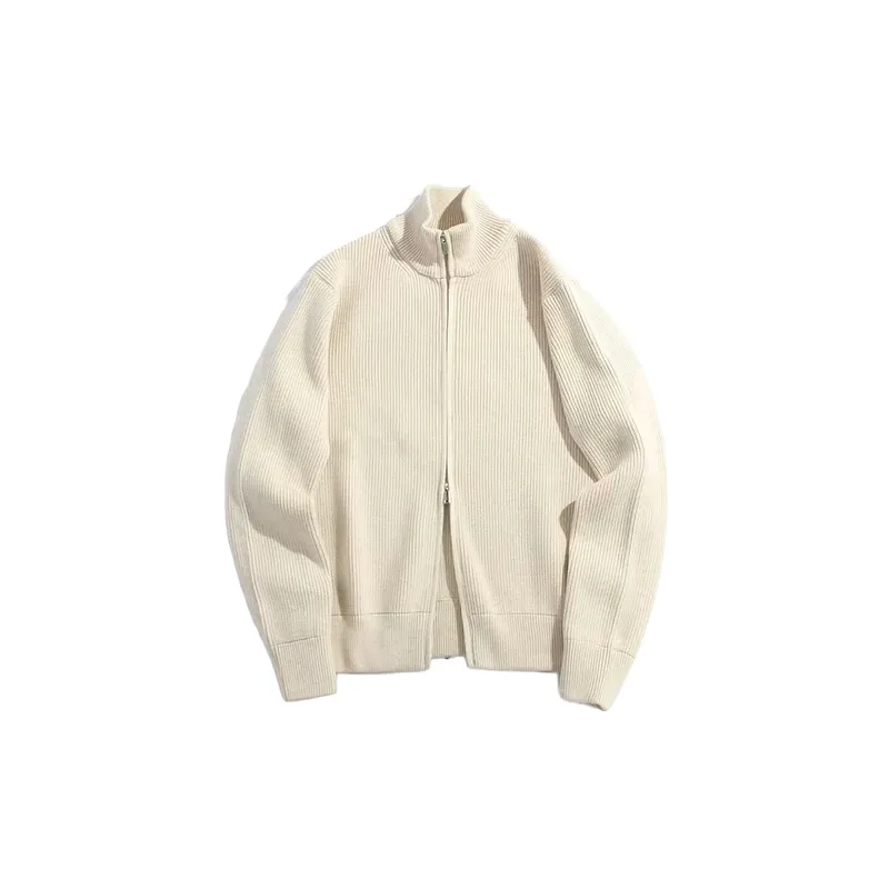 Fashionable Zipper Cotton Blended Fabric Sweater-5
