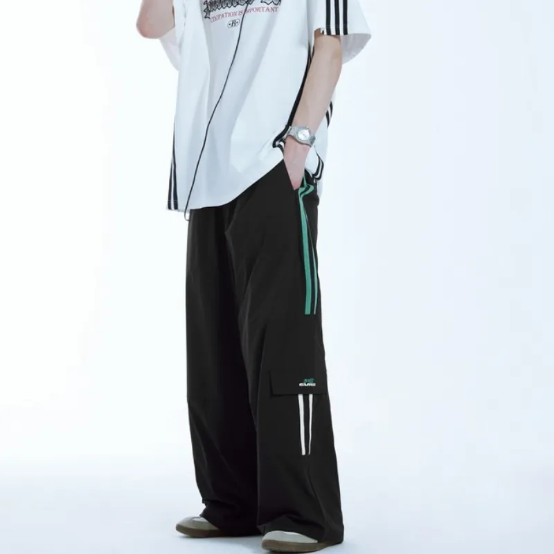 Retro Contrast Color Nylon Casual Pants-7