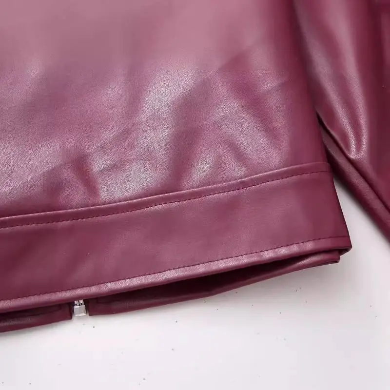 Fashion Simple Polyester Leather Jacket-3