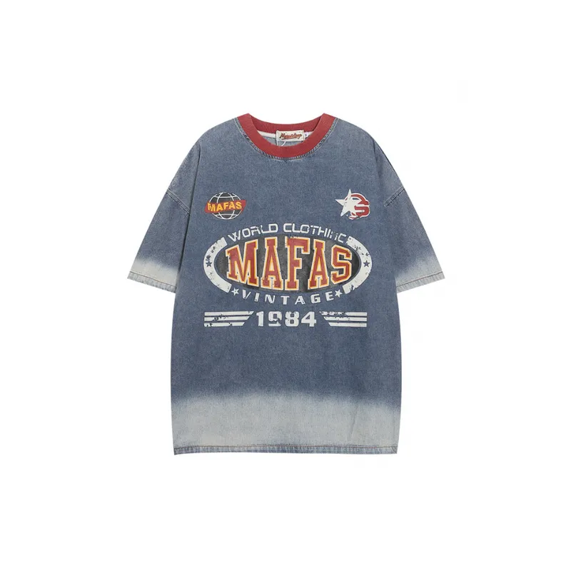 Retro Loose Washed Denim T Shirt