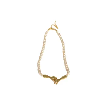 Copper Plated Gold Pearl Necklace