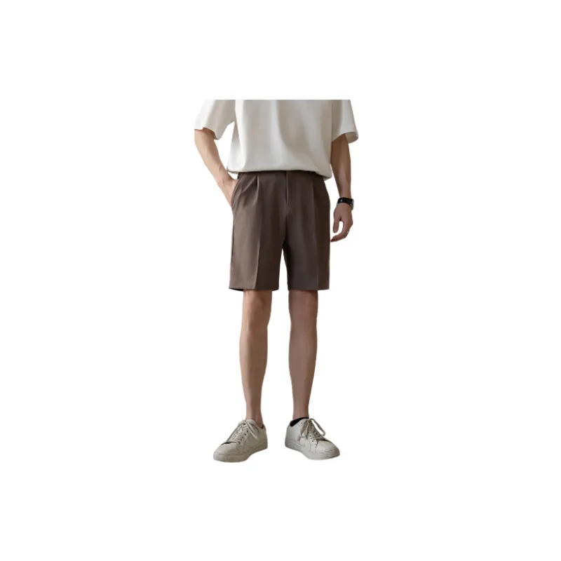 Plain Straight Leg Polyester Casual Shorts-6
