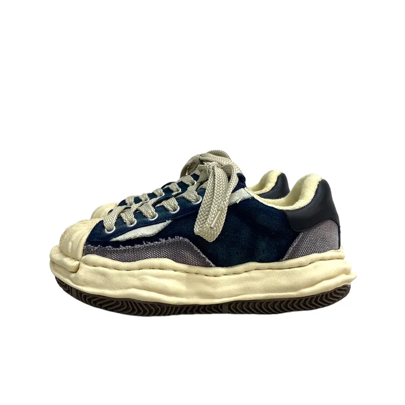Washed Leather Height Enhancing Retro Sneakers