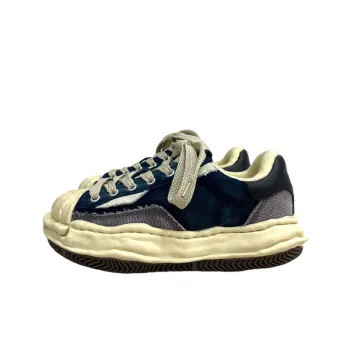 Washed Leather Height Enhancing Retro Sneakers