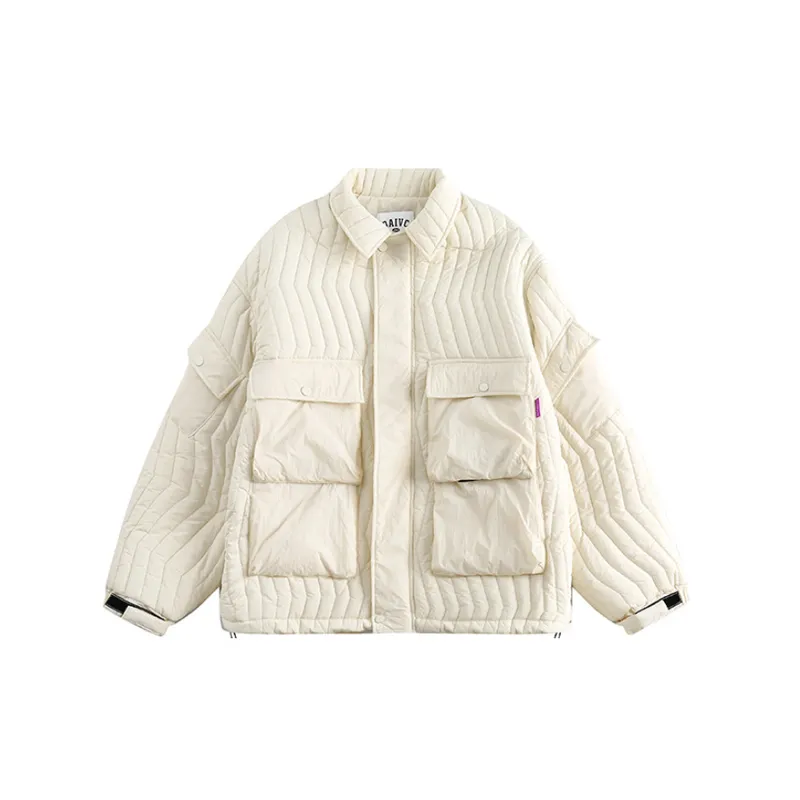 3D Multi pocket Lapel Cotton Coat-2
