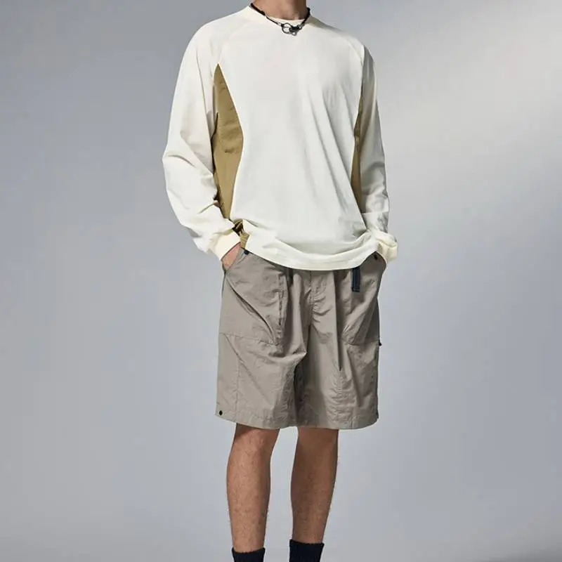 Simple Contrast Color 100% Polyester T Shirt-5