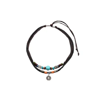 Multi Layer Turquoise Beaded Braided Necklace